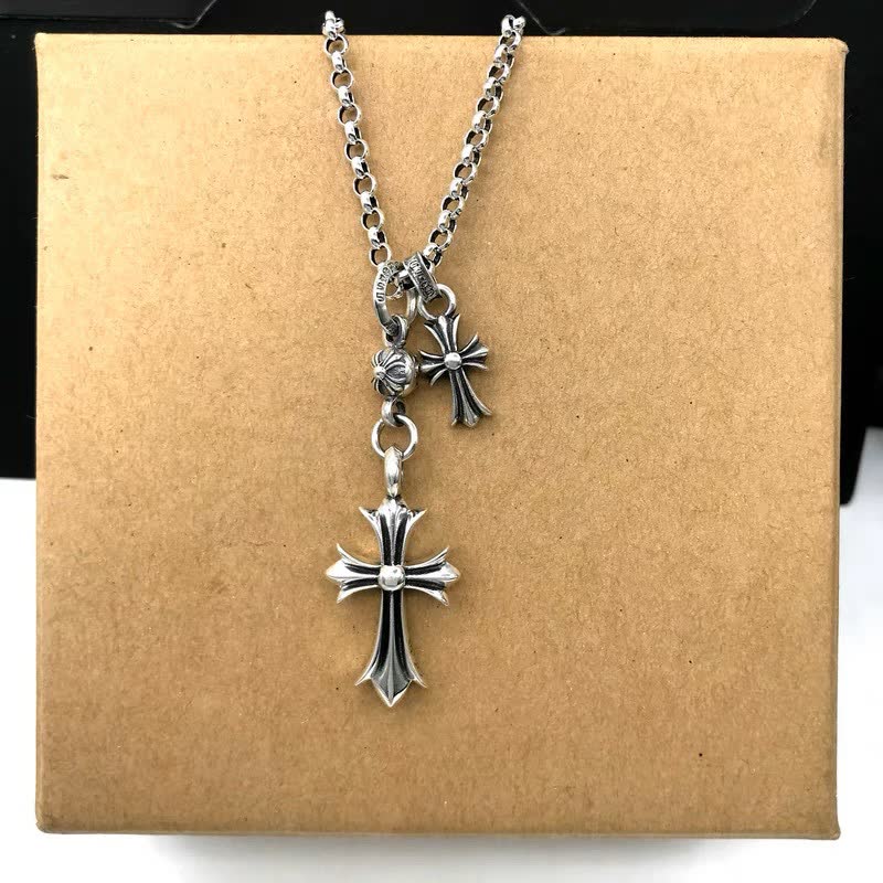 Chrome Hearts Silver Cross Pendant Necklace